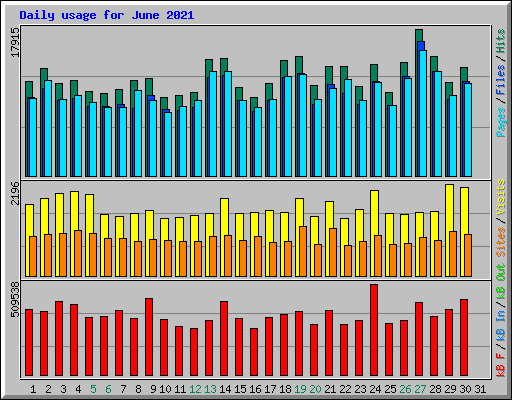 Daily usage for June 2021