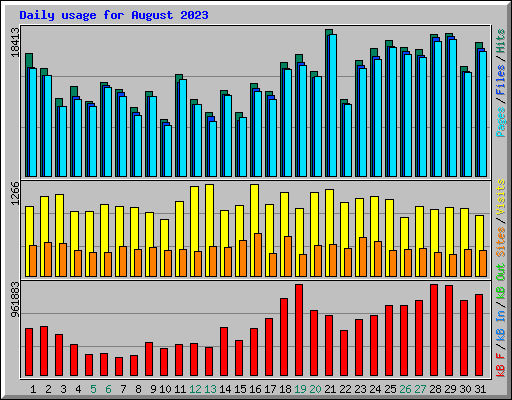 Daily usage for August 2023