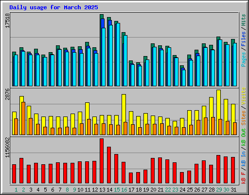 Daily usage for March 2025